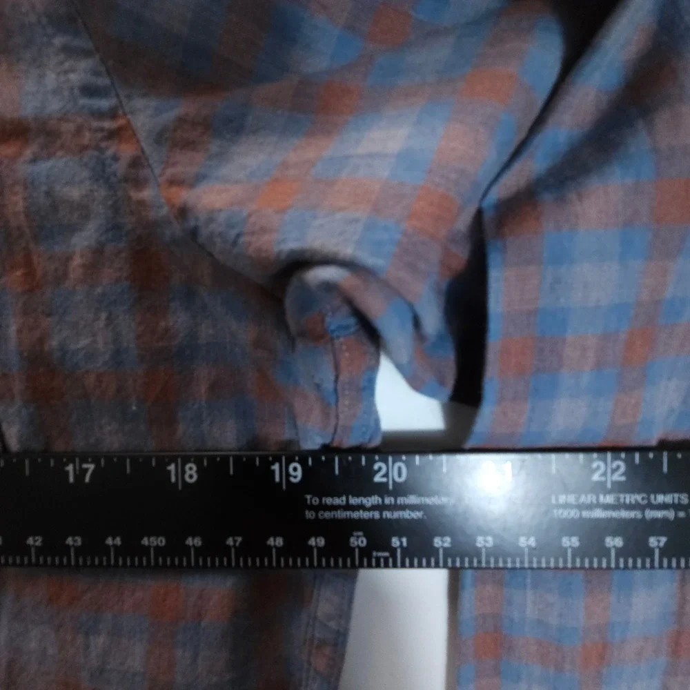 J. Crew Shirt Mens M Blue Brown Plaid Slim Fit Organic Cotton Stretch Streetwear